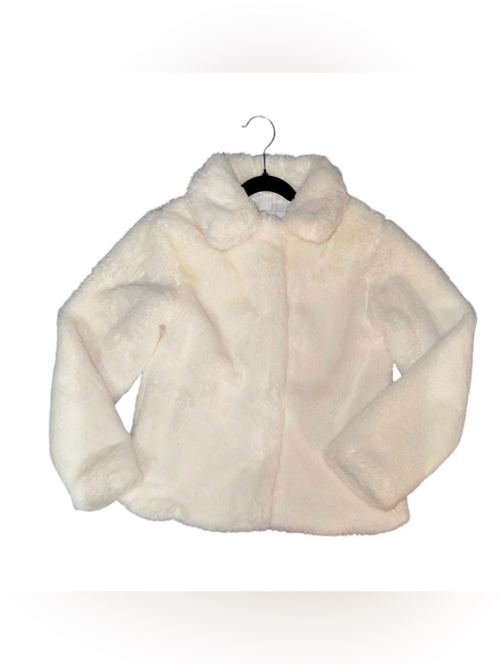 Girls Plush Faux Fur Coat in Cream size 10